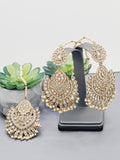 "Reflective Splendor: Stunning Reverse Ad Tikka Earrings Set"