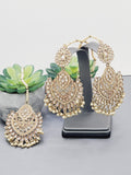 "Reflective Splendor: Stunning Reverse Ad Tikka Earrings Set"