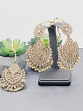 "Reflective Splendor: Stunning Reverse Ad Tikka Earrings Set"