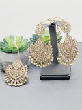 "Reflective Splendor: Stunning Reverse Ad Tikka Earrings Set"