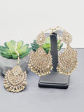 "Reflective Splendor: Stunning Reverse Ad Tikka Earrings Set"