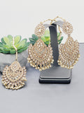 "Reflective Splendor: Stunning Reverse Ad Tikka Earrings Set"