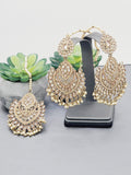 "Reflective Splendor: Stunning Reverse Ad Tikka Earrings Set"