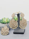 "Reflective Splendor: Stunning Reverse Ad Tikka Earrings Set"
