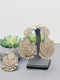 "Reflective Splendor: Stunning Reverse Ad Tikka Earrings Set"