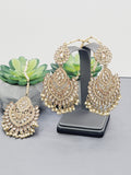 "Reflective Splendor: Stunning Reverse Ad Tikka Earrings Set"