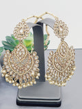 "Reflective Splendor: Stunning Reverse Ad Tikka Earrings Set"