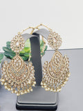 "Reflective Splendor: Stunning Reverse Ad Tikka Earrings Set"