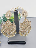 "Reflective Splendor: Stunning Reverse Ad Tikka Earrings Set"