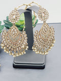 "Reflective Splendor: Stunning Reverse Ad Tikka Earrings Set"
