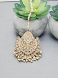 "Reflective Splendor: Stunning Reverse Ad Tikka Earrings Set"