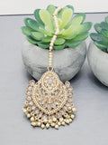 "Reflective Splendor: Stunning Reverse Ad Tikka Earrings Set"