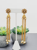 "Dazzling Droplets: Beaded Long Earrings Set Ensemble"