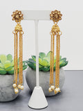 "Dazzling Droplets: Beaded Long Earrings Set Ensemble"