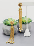 "Dazzling Droplets: Beaded Long Earrings Set Ensemble"