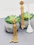 "Dazzling Droplets: Beaded Long Earrings Set Ensemble"