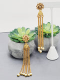 "Dazzling Droplets: Beaded Long Earrings Set Ensemble"