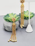 "Dazzling Droplets: Beaded Long Earrings Set Ensemble"