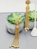"Dazzling Droplets: Beaded Long Earrings Set Ensemble"