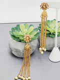 "Dazzling Droplets: Beaded Long Earrings Set Ensemble"
