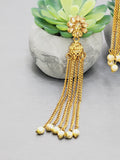 "Dazzling Droplets: Beaded Long Earrings Set Ensemble"