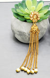 "Dazzling Droplets: Beaded Long Earrings Set Ensemble"