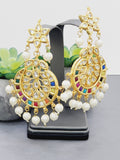 "Kaleidoscope Elegance: Exquisite Kundan Multi-Color Earrings Set"