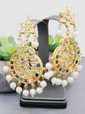 "Kaleidoscope Elegance: Exquisite Kundan Multi-Color Earrings Set"