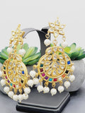 "Kaleidoscope Elegance: Exquisite Kundan Multi-Color Earrings Set"