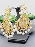 "Kaleidoscope Elegance: Exquisite Kundan Multi-Color Earrings Set"