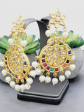 "Kaleidoscope Elegance: Exquisite Kundan Multi-Color Earrings Set"