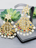 "Kaleidoscope Elegance: Exquisite Kundan Multi-Color Earrings Set"