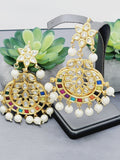 "Kaleidoscope Elegance: Exquisite Kundan Multi-Color Earrings Set"