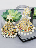 "Kaleidoscope Elegance: Exquisite Kundan Multi-Color Earrings Set"