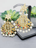 "Kaleidoscope Elegance: Exquisite Kundan Multi-Color Earrings Set"