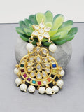 "Kaleidoscope Elegance: Exquisite Kundan Multi-Color Earrings Set"