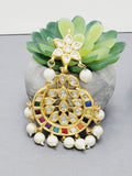 "Kaleidoscope Elegance: Exquisite Kundan Multi-Color Earrings Set"