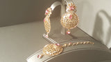 Tikka Earrings Set  Pink And Badge Color Jarkan (Stone)