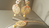 Beautiful Red Polki Jarkan stone And Kundan Earrings Set