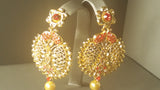 Beautiful Red Polki Jarkan stone And Kundan Earrings Set