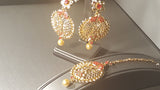 Beautiful Red Polki Jarkan stone And Kundan Earrings Set