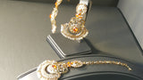 Very Elegant Orange Die Cast Metal With Pearls & Jarkan Tikka Earrings Set.