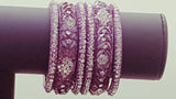 Dazzling Indian Bollywood Party Wear Purple color 6 PCS Bangle (Kangan) Set