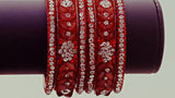 Beautiful Party Wear Maroon Color 6 PCS Bangle  Kangan Set