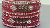 Very Beautiful Red And Green Party Wear Bangle (Kangan) Bracelets Set.