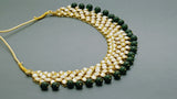 Stylish Indian Bollywood Jewellery Green Kundan  Choker Necklace Set.