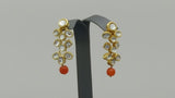 Beautiful Indian Bollywood Jewellery Orange Kundan Pearl Choker Necklace Set.