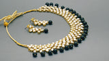 Latest Indian Bollywood Jewellery Black Kundan Pearl Choker Necklace Set.