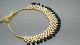 Latest Indian Bollywood Jewellery Black Kundan Pearl Choker Necklace Set.