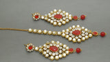 Breathtaking Indian Bollywood Designer Kundan Pearl  Bridal Red Choker Necklace Set.